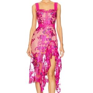 Bronx and Banco Asymmetrical Pink Floral Dress